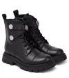 Balmain Logo Leather Boots In Black