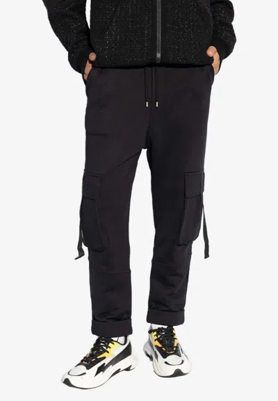 BALMAIN LOGO LETTERING CARGO TRACK PANTS