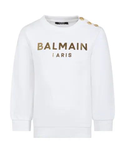 Balmain Logo-lettering Cotton Sweatshirt In White