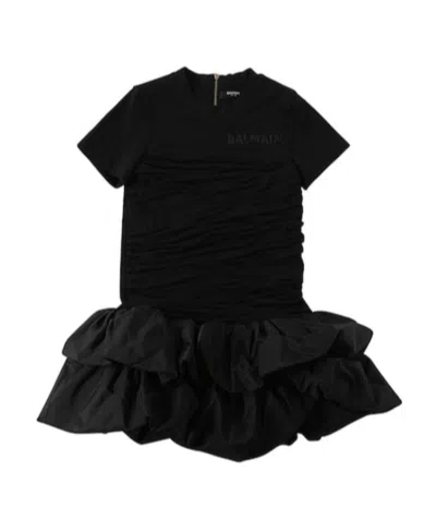 Balmain Kids' Logo Logo Dress In Black