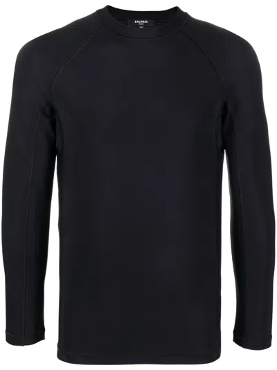 Balmain Logo Long-sleeve Top In Black