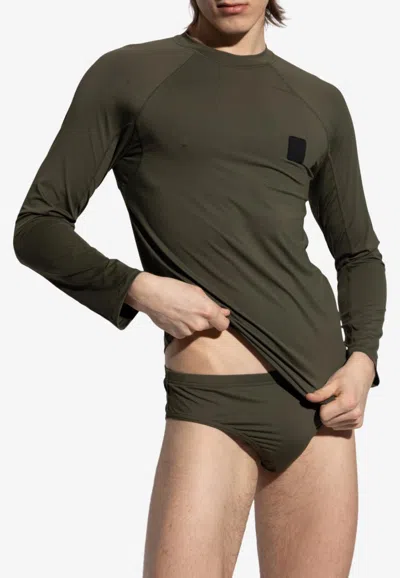 Balmain Logo Long-sleeved Rashguard In Brown