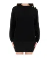Balmain Ls 3 Btn Monogram Knit Top In Black
