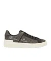 Balmain Logo Monogram Lace-up Sneakers In White