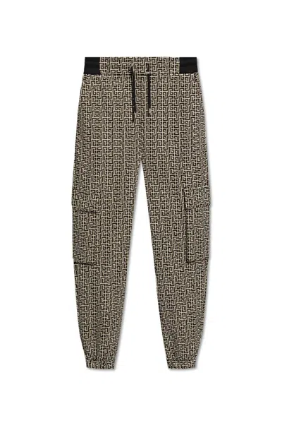 Balmain Logo Monogram Sweatpants In Black