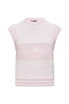 Balmain Monogram Wool And Cotton-blend Knitted Top In White
