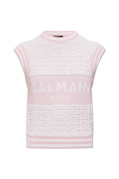 BALMAIN LOGO MONOGRAMMED SLEEVELESS VEST