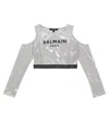 Balmain Logo Off-shoulder Top In 925ne-argento/nero