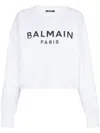 Balmain Logo Organic Cotton Cropped Sweatshirt