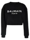 Balmain Women Logo Organic Cotton Cropped Sweatshirt In Black