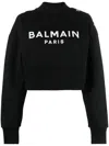 BALMAIN BALMAIN LOGO ORGANIC COTTON CROPPED SWEATSHIRT