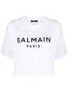 Balmain Logo Cotton Jersey Cropped T-shirt