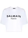 Balmain Logo Cotton Jersey Cropped T-shirt