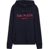 Balmain Logo-print Stretch Cotton-blend Jersey Hoodie In Black