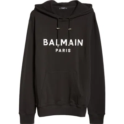BALMAIN BALMAIN LOGO ORGANIC COTTON GRAPHIC HOODIE