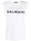 BALMAIN BALMAIN LOGO ORGANIC COTTON SLEEVELESS TOP