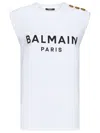 Balmain Button-detail Logo-print Tank Top In White