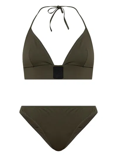 Balmain Logo Patch Bikini In Green