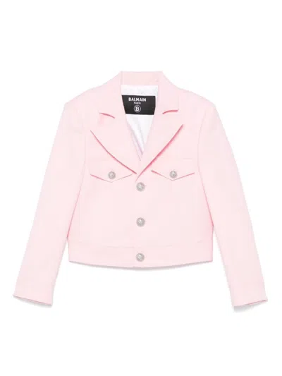 Balmain Kids' Logo-patch Blazer In Pink