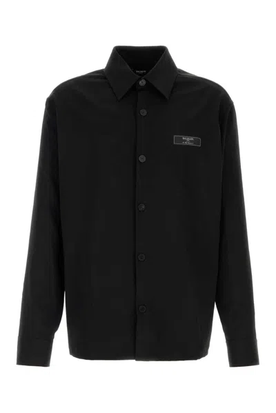 Balmain Label Gdp Overshirt-39 Nd  Male In Black