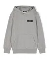Balmain Logo-patch Cotton Hoodie In Gray
