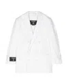 Balmain Logo-patch Double-breasted Blazer In White