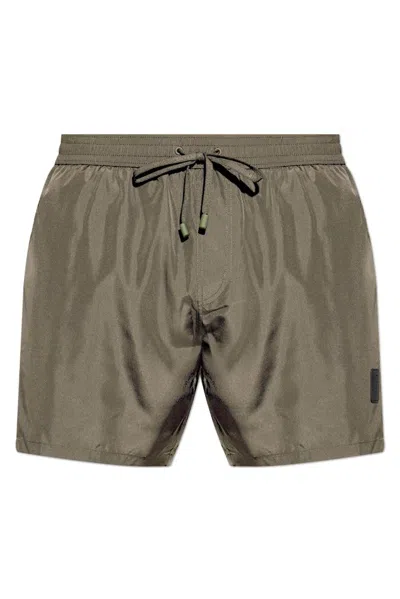 Balmain Logo-patch Swim Shorts In Green