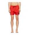 Balmain Red Printed Swim Shorts In Nude
