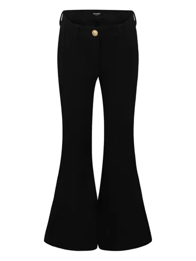 Balmain Kids' Logo-patch Flared Trousers In Black