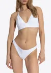 Balmain Logo Patch Halterneck Bikini In White