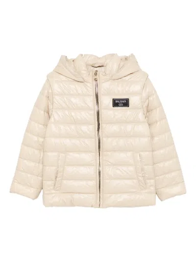 Balmain Kids' Logo-patch Jacket In Neutral