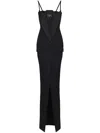 Balmain Wool Grain De Poudre Gown In Black