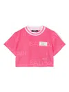 Balmain Logo-patch Mesh T-shirt In Pink