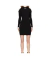 Balmain Double-collar Cold-shoulder Rib Mini Dress In Black