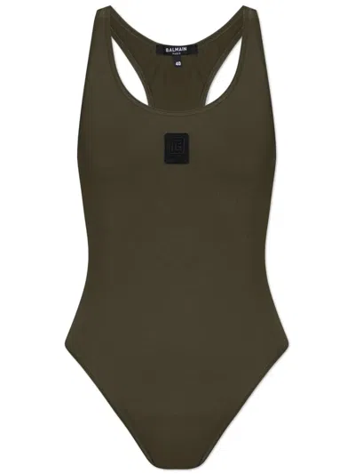 Balmain Logo Patch One-piece In Green