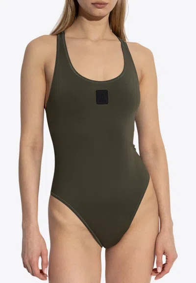 Balmain Logo Patch Racerback One-piece Swimsuit