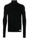 Balmain Pb Wool Turtleneck Sweater In Schwarz