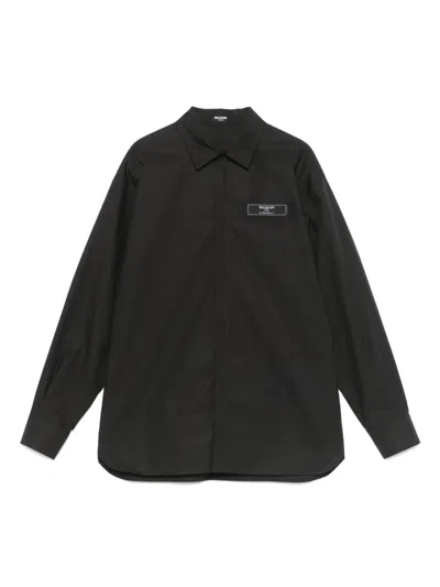 Balmain Kids' Logo-patch Shirt In Black