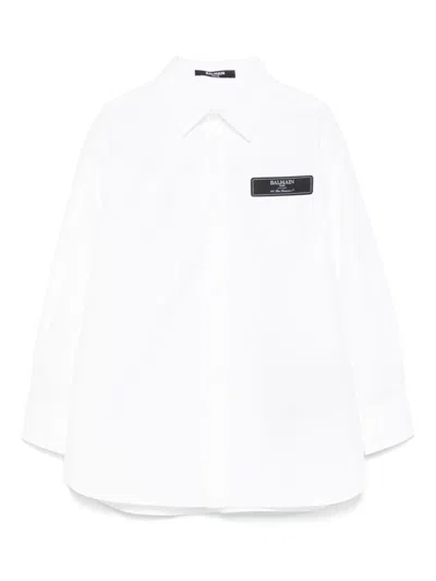 Balmain Kids' Logo-patch Shirt In White
