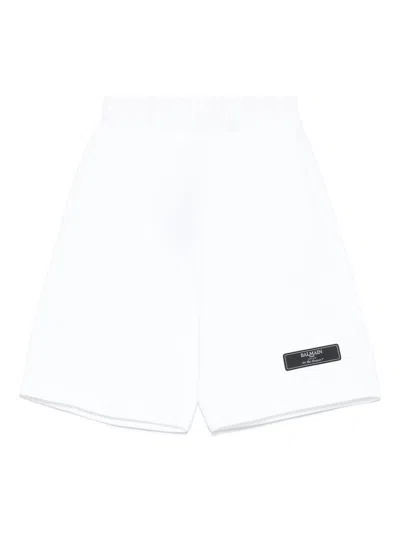 Balmain Kids' Logo-patch Shorts In White