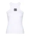 Balmain Fitted Cotton Racerback Top In White