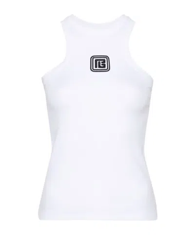 BALMAIN BALMAIN LOGO PATCH SLEEVELESS TANK TOP
