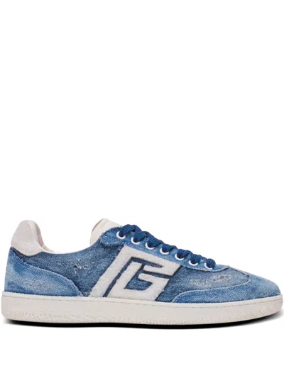Balmain Logo-patch Sneakers In Blue