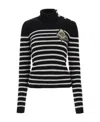 Balmain Logo-patch Striped Jumper In Black