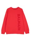 Balmain Logo Cotton Sweatshirt In Red