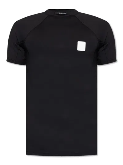 Balmain Logo-patch T-shirt In 黑色