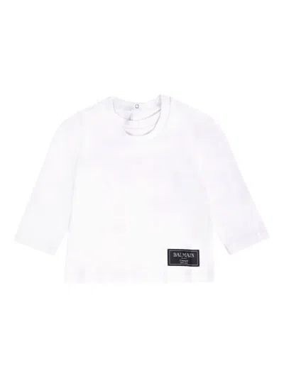 Balmain Babies' Logo-patch T-shirt In White