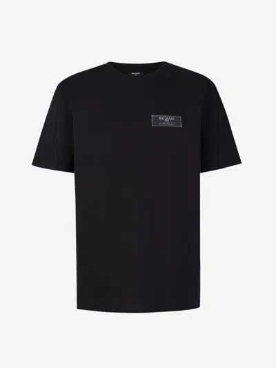 Balmain Logo Patch T-shirt In Black