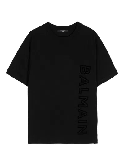 Balmain Kids' Logo-patch T-shirt In Black