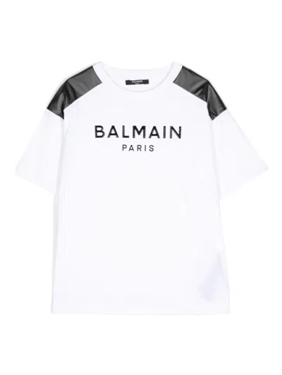 Balmain Kids' Logo-patch T-shirt In White
